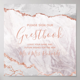 White & Rose Gold Hochzeitsegler Poster