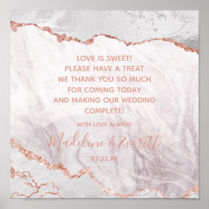White & Rose Gold Liebe ist Sweet Leckerei Table S Poster