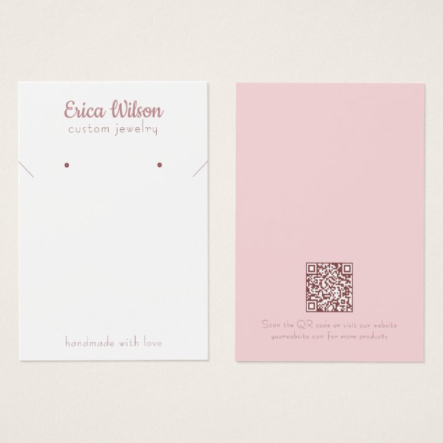 White & Rose Gold Necklass Earring Display-Karte (Vorne & Hinten)