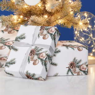White Rose Gold Ornamente Weihnachten Geschenkpapier
