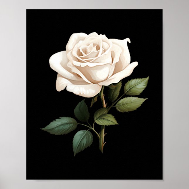 White Rose Graphic  Poster (Vorne)