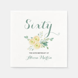 White Rose Greenery 60 Geburtstag Serviette