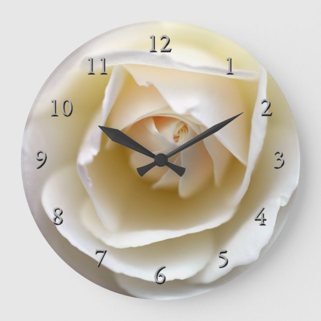White Rose Große Wanduhr (Vorderseite)
