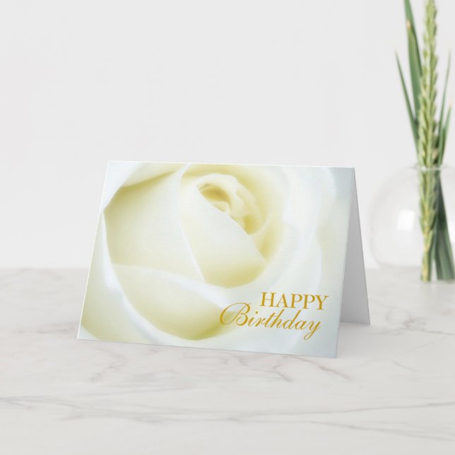 White Rose Happy Birthday Card Karte (Vorderseite)