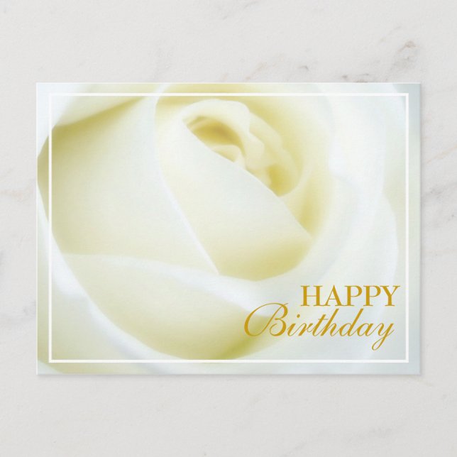White Rose Happy Birthday Postcard Postkarte (Vorderseite)