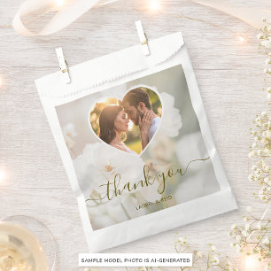 White Rose Herz Foto Vorlage Hochzeit Vielen Dank Geschenktütchen