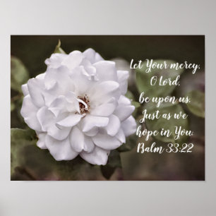 White Rose Hope Scripting Art Print Poster