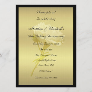 White Rose in Golden Hues Hochzeitstag Einladung