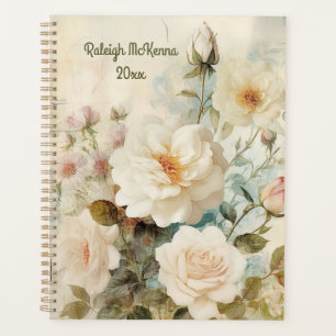 White Rose Junk Journal Style Illustration Classic Planer