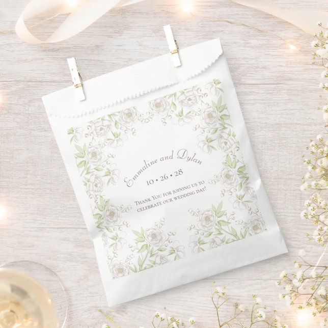 White Rose Klassische Hochzeit Geschenktütchen (Ausgeschnitten)