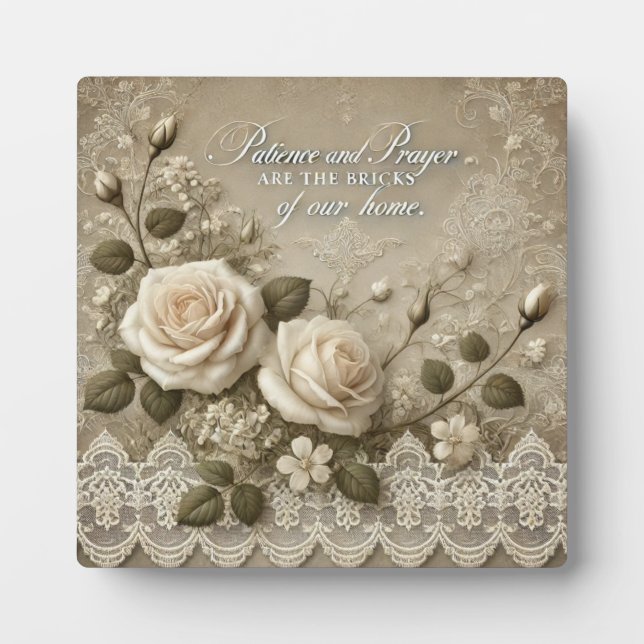 White Rose Lace AI-Kunst  Fotoplatte (Vorderseite)