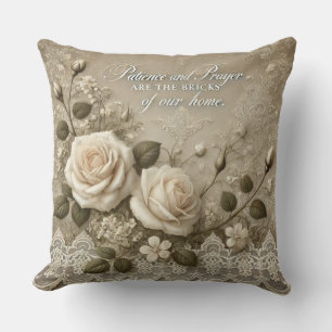 White Rose Lace AI-Kunst  Kissen
