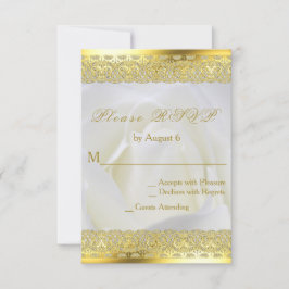 White Rose mit Gold Lace Hochzeit RSVP Karte