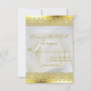 White Rose mit Gold Lace Hochzeit RSVP Karte