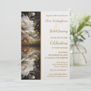 White Rose mit Goldene Hochzeit Einladung