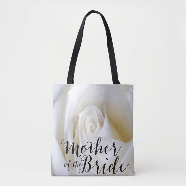 White Rose Mutter der Bride Leinwand Tote Tag (Vorderseite)