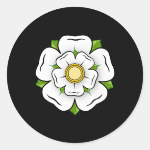 White Rose of York British Yorkshire Symbol Flag O Runder Aufkleber