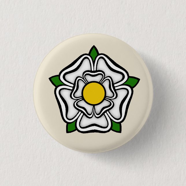 White Rose of York, England Emblem of Royalty Button (Vorderseite)