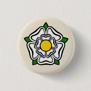 White Rose of York, England Emblem of Royalty Button