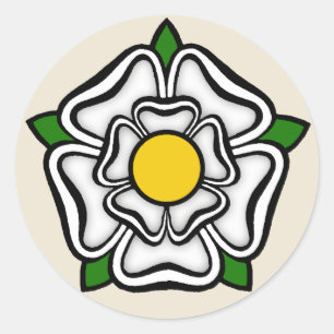 White Rose of York, England Emblem of Royalty Runder Aufkleber