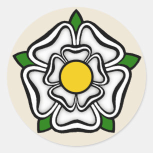 White Rose of York, England Emblem of Royalty Runder Aufkleber