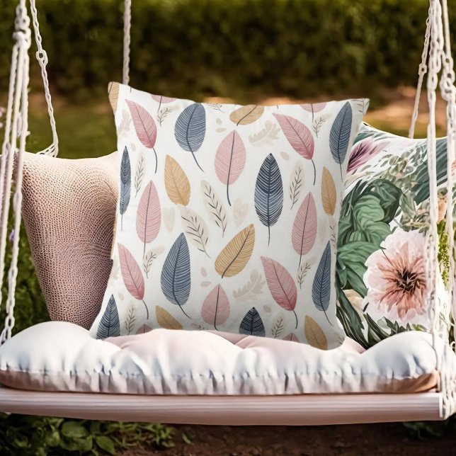 White Rose Orange Blue Boho Blätter Kissen (Von Creator hochgeladen)