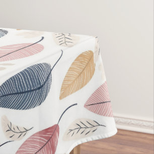 White Rose Orange Blue Boho Blätter Tischdecke