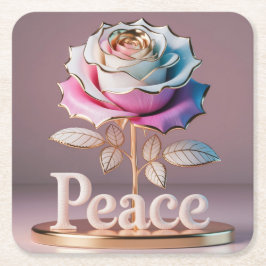 White Rose Peace Skulptur Untersetzer Set