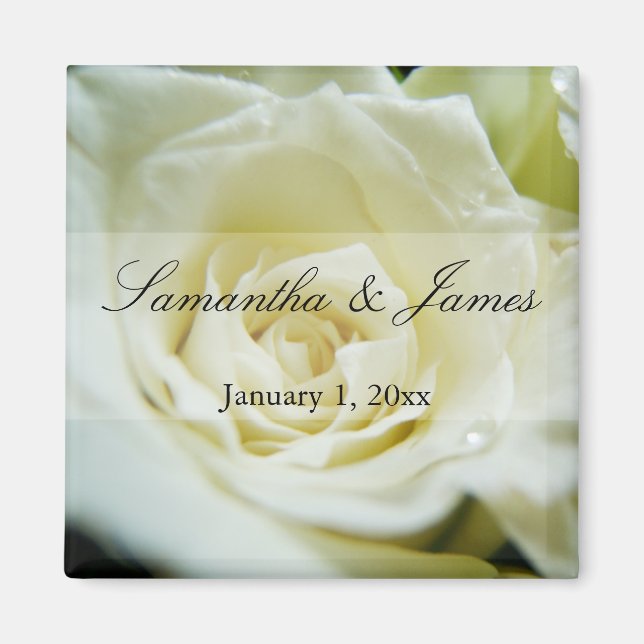 White Rose Personal Wedding Magnet (Vorne)