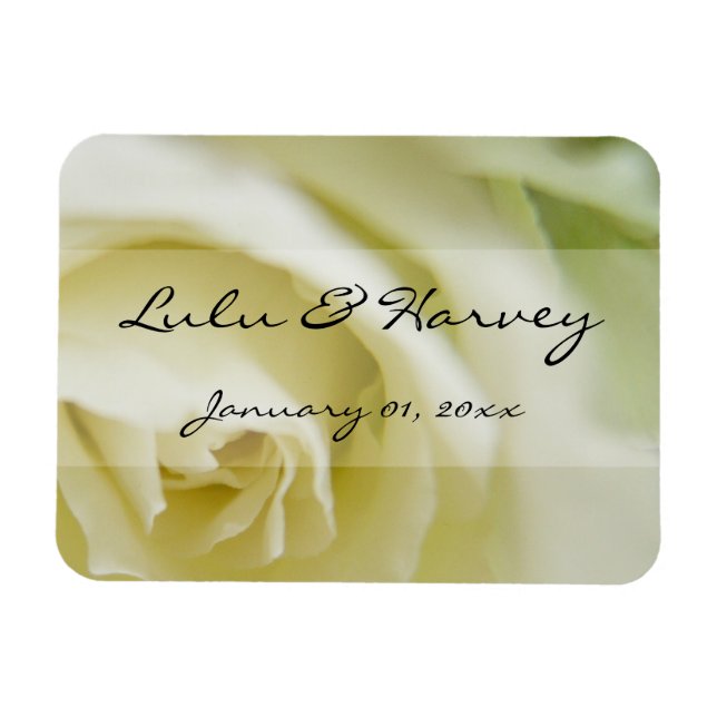 White Rose Personal Wedding Magnet (Horizontal)