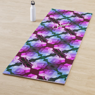 White Rose Raindrops Abstrakte Kunst Personalisier Yogamatte