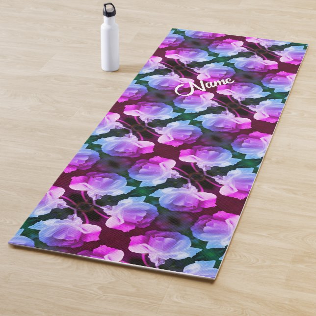 White Rose Raindrops Abstrakte Kunst Personalisier Yogamatte (Beispiel)