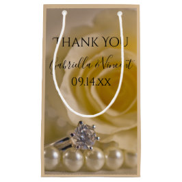 White Rose, Ring and Pearls Wedding Vielen Dank Kleine Geschenktüte