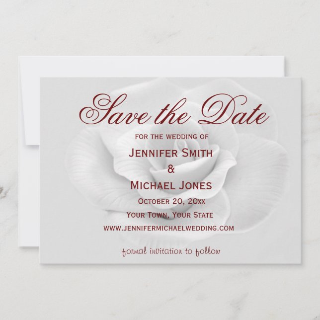 White Rose Save the Date (Vorderseite)