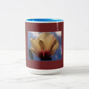 White Rose Sky Blue Burgundy Zweifarbige Tasse