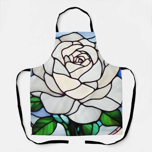 White Rose Stained Glass Schürze (Vorderseite)
