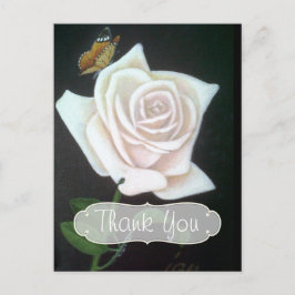 White Rose und Butterfly Danke Postkarte