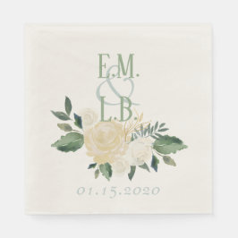 White Rose und Gold Boho Serviette