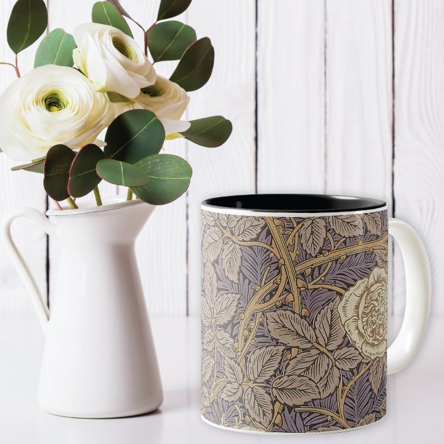 White Rose Vines William Morris Zwei-Tone-Kaffee M Zweifarbige Tasse (Von Creator hochgeladen)
