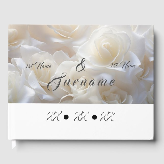 White Rose Wedding Guestbook Gästebuch (Vorderseite)