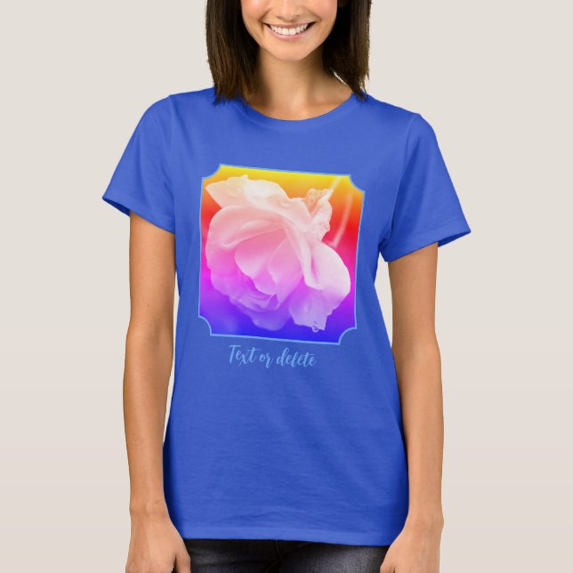 White Rose With Raindrops Tinted Personalized T-Shirt (Vorderseite)