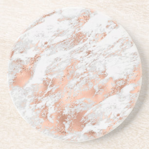 White & Roségold Marmor 3 Getränkeuntersetzer