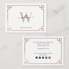 White & Rosen Gold Pink, griechische Social Media Visitenkarte