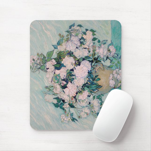White Roses-1890-Vincent van Gogh Mousepad (Mit Mouse)