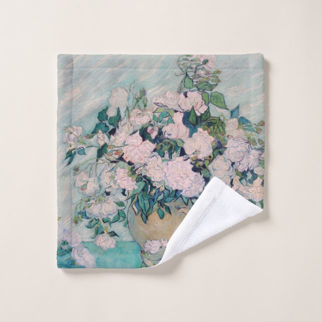 White Roses-1890-Vincent van Gogh Waschlappen (Waschlappen)