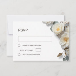 White Roses 3D Flowers RSVP Karte