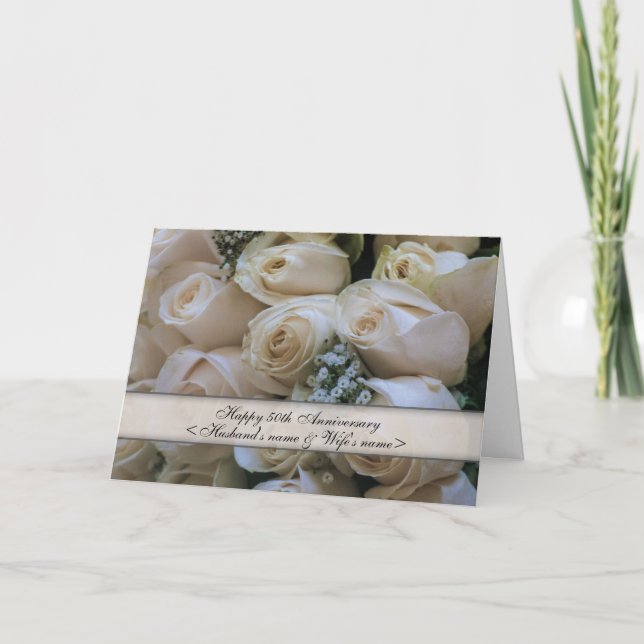 White Roses<50th>Jubiläum Karte (Vorderseite)