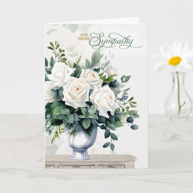 White Roses and Butterflies Sympathy Karte (Kleine Pflanze)