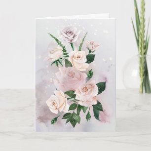 White Roses and Greenery Sympathy Card Karte