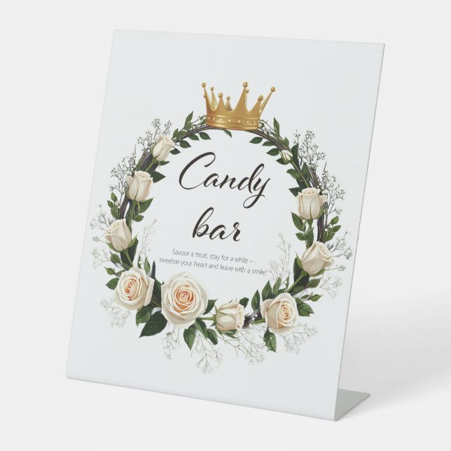 White Roses & Baby’s Breath Candy Bar Sockelschild (Vorderseite)